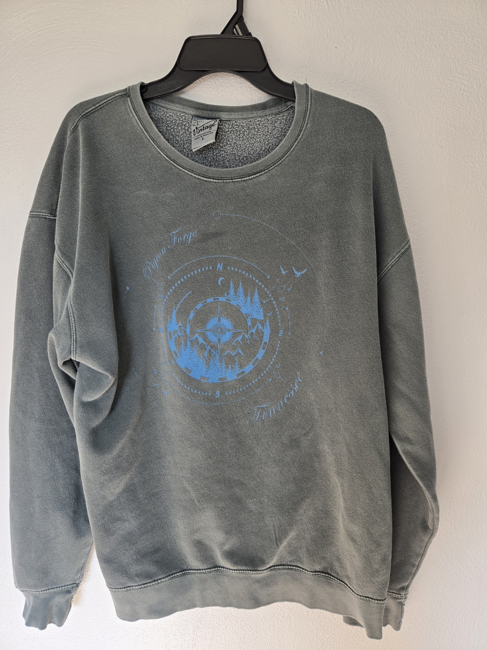 Pigeon Forge, TN Crewneck Sweatshirt in Slate Green with Blue Graphic